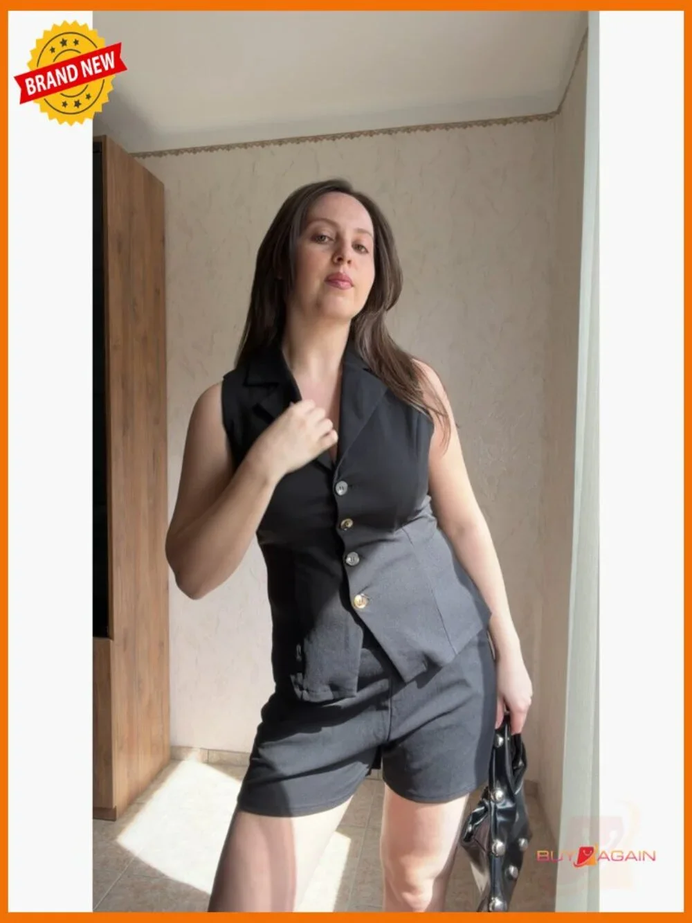 Sleeveless Vest and Shorts Set for Women Dressy Business Work 2 Piece Suit - Picture 7 of 7